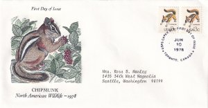 1978, North American Wildlife-Chipmunk, PCS, FDC (E13249)