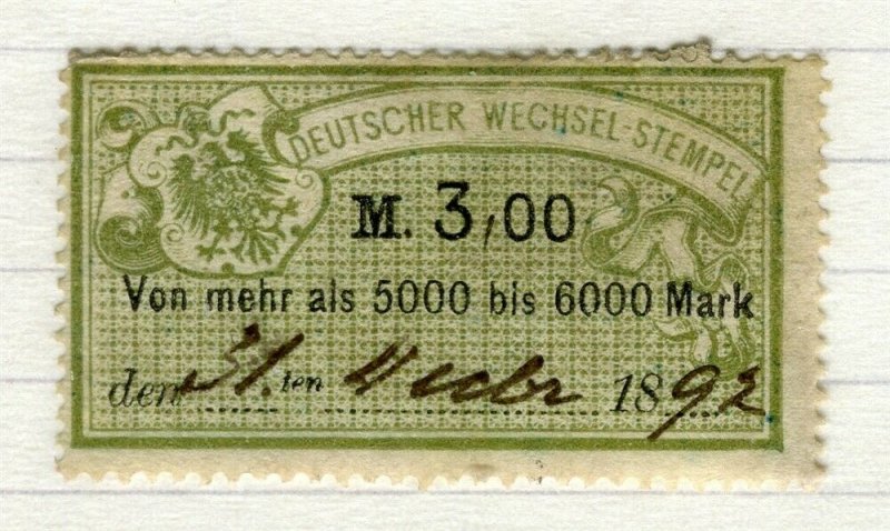 GERMANY; 1880s-90s classic early Bill Stamp fine used 3M. value