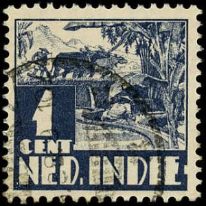 NETHERLANDS  INDIES Sc 164 F-VF/USED - 1934 1c Rice Field Scene - Sound