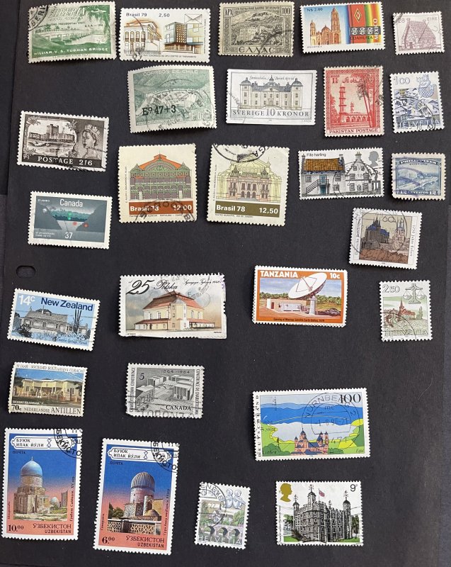 Worldwide Mixture of Building Topicals  1 SS & 51  stamps  FREE SHIPPING