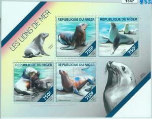 1547 - NIGER, ERROR, 2014 MISSPERF SHEET: Seal Lions, Seals, Walrus