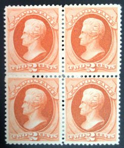 Scott #178 - 2c Vermilion - Jackson - OG HR - Block of 4 - 1875