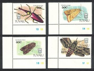 Tuvalu Insects Beetle Moth 4v Corners 1991 MNH SG#601-604