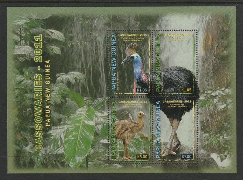 BIRDS-PAPUA NEW GUINEA #1578 CASSOWARIES S/S MNH