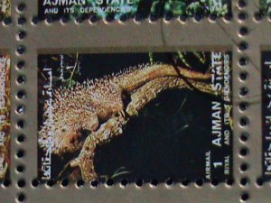 AJMAN STATE-COLORFUL LOVELY WORLD WILD ANIMALS CTO MINI SHEET VERY FINE