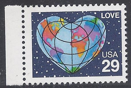 #2535 29c Love Issue - Heart Shaped Globe 1991 Mint NH