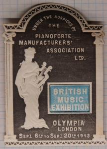 British Music Exhibition Olympia London UK 1913 expo Poster die-cut embossed ad