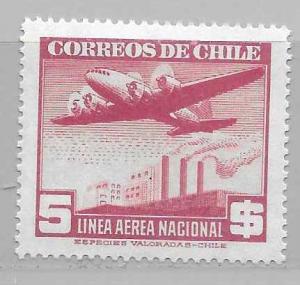 Chile C122 5p Plane single MNH