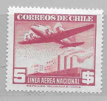 Chile C122 5p Plane single MNH