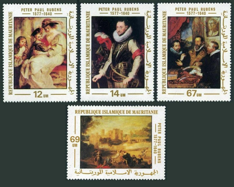 Mauritania 378-381,382,MNH.Michel 590-593,Bl.20. Paintings by Peter Rubens,1977.