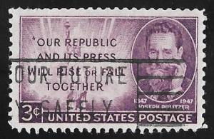 946 3 cents Joseph Pulitiver, Publisher Stamp used EGRADED F-VF 71