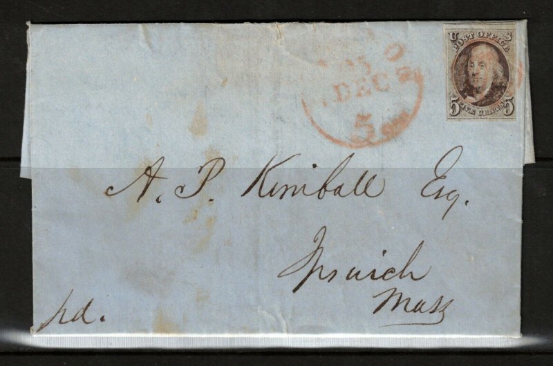 USA #1 Used Fine+ On Cover (Folded Letter) To Better MASS Destination