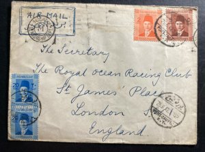 1942 Suez City Police Egypt Censored Cover To Racing Club London England