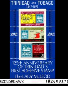 TRINIDAD AND TOBAGO - 1972 125th Anniversary of First ADHESIVE STAMP Min.sht MNH