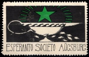 Vintage Germany Poster Stamp Esperanto Congress Augsburg