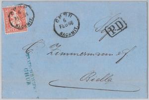 SWITZERLAND Switzerland: Postal History - UNIFIED # 30 on CHUR to BIELLA ENVELOPE-