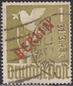 Berlin 1948-49 used Sc #9N33 1m olive overprinted in red