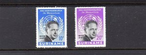 SURINAM #301-302 1962 DAG HANNERSKJOLD MINT VF NH O.G S/S