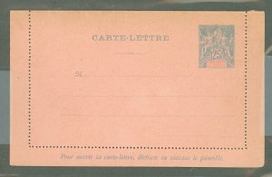 French Polynesia  1901 25c blue on pink, edges not stuck