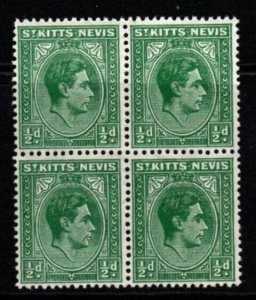 ST.KITTS-NEVIS SG68 1938 ½d GREEN BLOCK OF 4 MTD MINT(2xMNH)