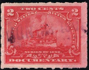 R164 2¢ Documentary Stamp (1898) Used/Date Stamp