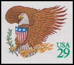 US 2596 Eagle & Shield green 29c single MNH 1992