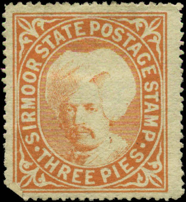 India, Feudatory States, Sirmoor Scott #4 SG #6 Mint Hinged  Type A