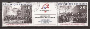 1988 France -Sc 2122a - used VF - pair - PHILEXFRANCE '82