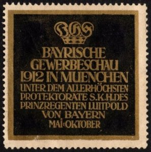 1912 Germany Poster Stamp Bavaria Commercial Show In Munich