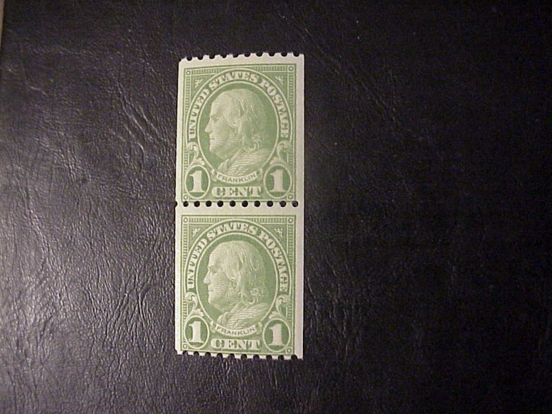 1924 LINE PAIR COIL ONE CENT FRANKLIN MINT/NH SCOTT 604