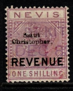 ST.CHRISTOPHER Bft23 ON NEVIS 1890 1/= PALE VIOLET USED