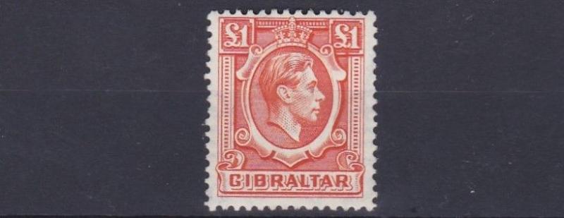 GIBRALTAR  1938 - 51       SG   131     £1   ORANGE      MH    CAT £42 