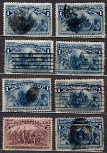 1893 US Scott #- 230-231 1 Cent & 2 Cent Columbian Issues Lot/16 Used