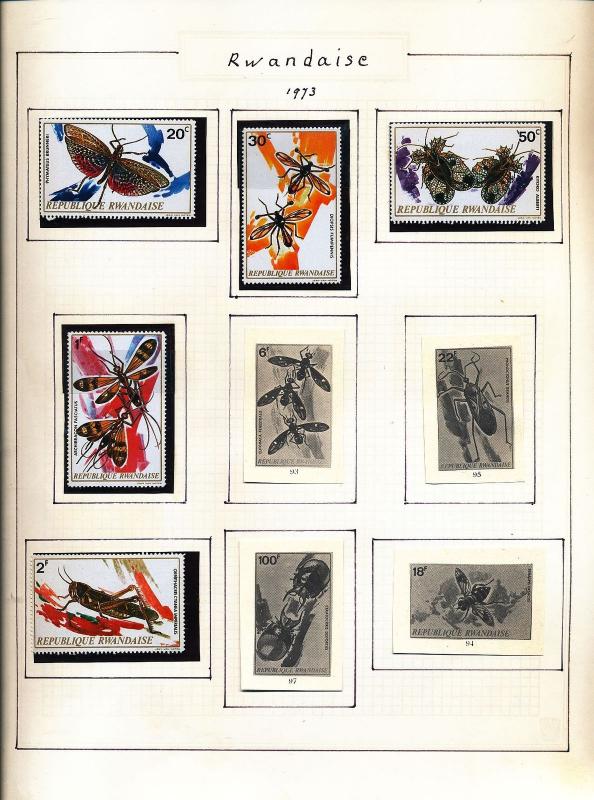 RWANDA 1967/73 Wildlife Art Birds M&U Collection Appx 70 (Au11030)