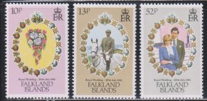 Falkland Islands,  Royal Wedding  (SC# 324-326) MNH SET