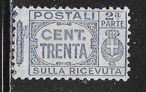 Italy Q27: 30c Denomination, Cross, R stamp, MH, F-VF