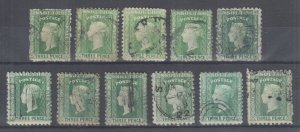 New South Wales SG 226/228c used. 1888-93 QV definitives, 11 different, sound