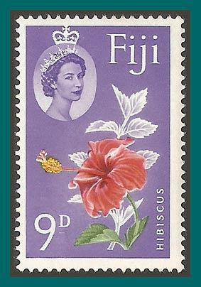 Fiji Stamps 1963 Hibiscus Flower, 9d MLH