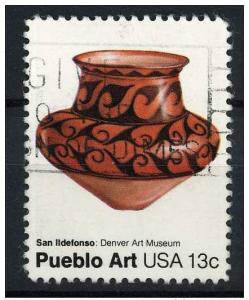 US 1977 Scott 1707 used - 13c, Pueblo Pottery, San lldefons