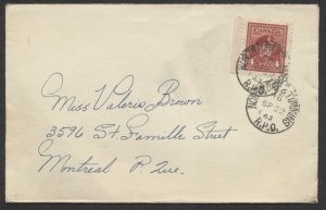 1943 RPO Postmark North Bay & Timmins/RPO On Cover to Montreal