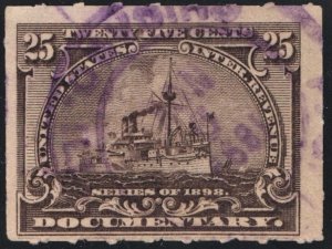 SC#R169 25¢ Revenue: Documentary Stamp (1898) Used/CDS