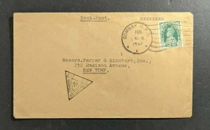 1941 Book Post Bombay India Censored Cover New York City India Censor