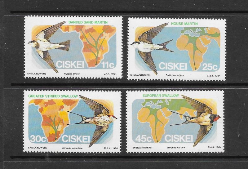 BIRDS - SOUTH AFRICA (CISKEI) CLEARANCE  #73-76   MNH