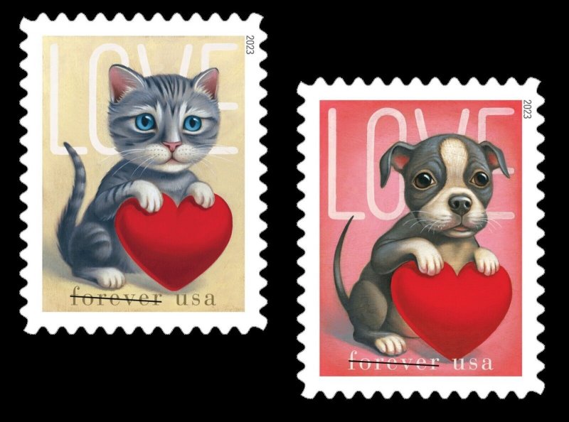 US 5745-5746 Love Kitty Puppy forever set (2 stamps) MNH 2023 after Jan 20 