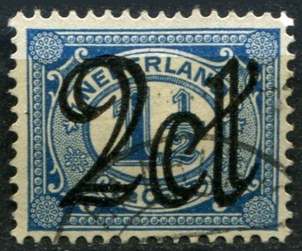 Netherlands Sc#118 Used, 2c on 1½c dp bl, Clearing Issue - 1923 (1923)