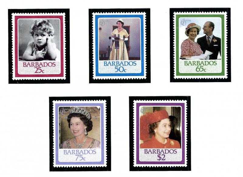 Barbados 675-79 MNH 1986 QEII Birthday