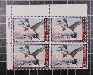 Scott RW29 1962 $3.00 Duck Stamp MNH Plate Block UL 168073 SCV - $500.00