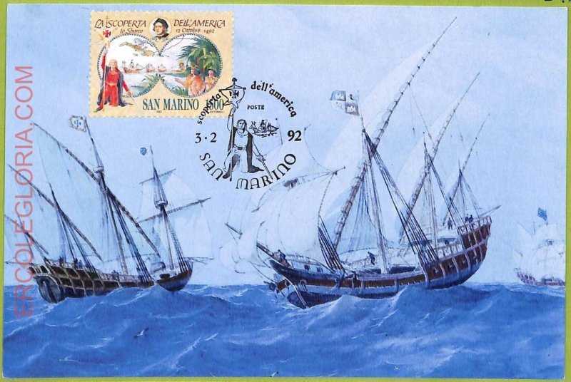 ad3259 - SAN MARINO - Postal History-MAXIMUM CARD-1992 la Scoperta dell'America