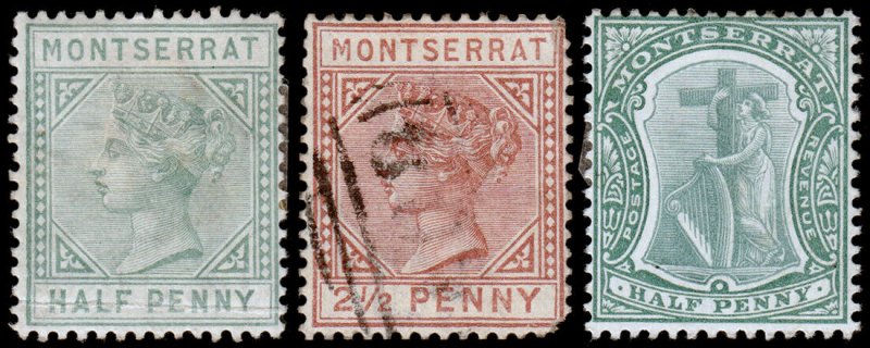 Montserrat Scott 5, 7, 12 (1884-1903) Mint/Used H F-VF, CV $79.65 C