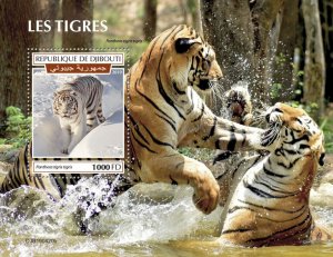 DJIBUTI - 2019 - Tigers - Perf Souv Sheet - Mint Never Hinged